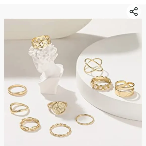 30 Piece Gold Plated Stackable Knuckle Rings NWT - Picture 4 of 6